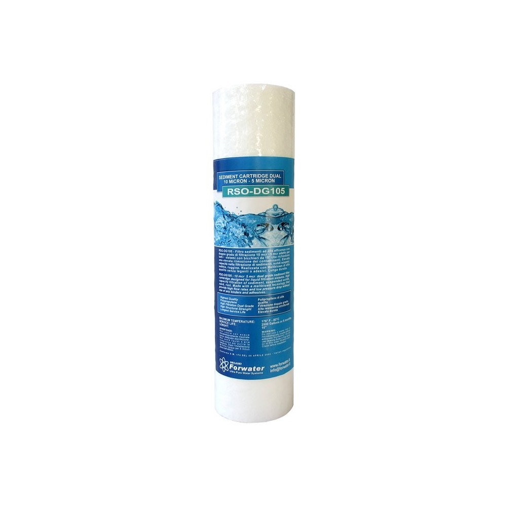 Forwater Cartuccia Filtrante Sedimenti DUAL GRADE 10-5 mcr - Acqua Pura e Sicura - RSO-DG105